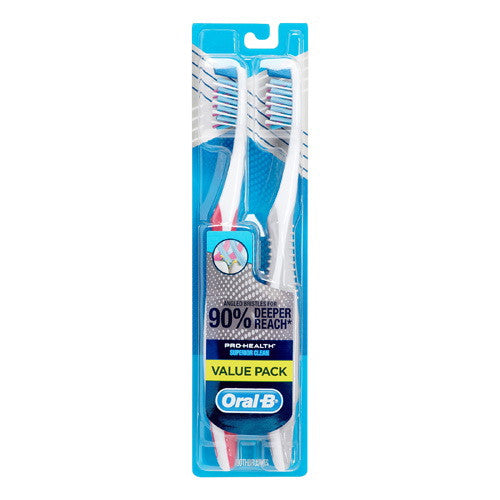Oral B Pro Health Manual Soft Toothbrush Superior Clean, Assorted, 2 Ea